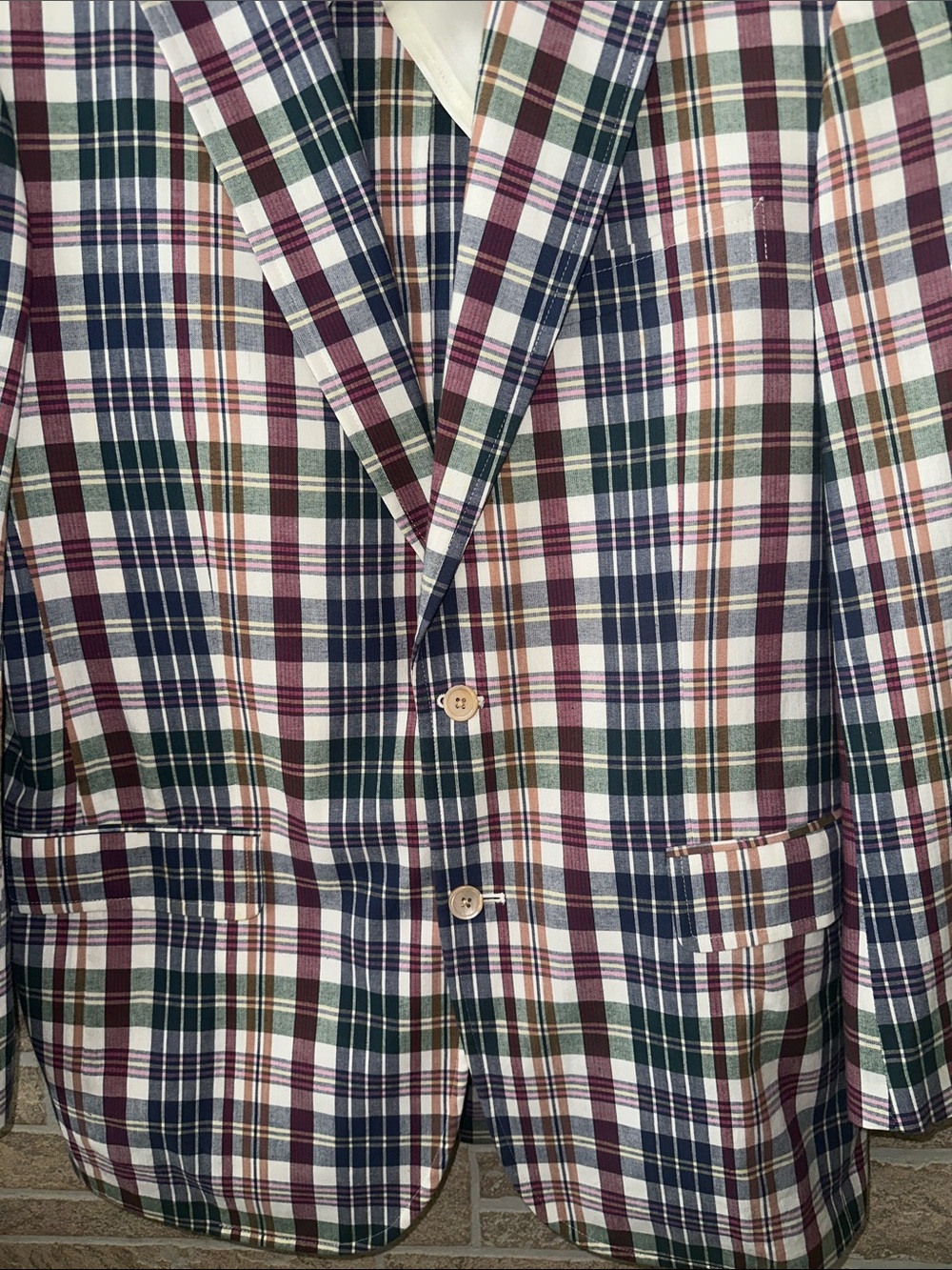 NWOT! Brooks Brothers Blue/Red  Madras Plaid Cotton Sport Coat Men’s 41L Blazer - Picture 3 of 8